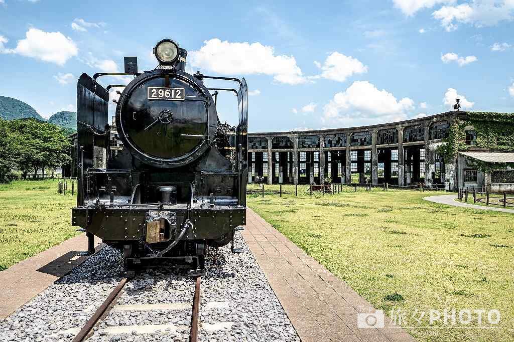 豊後森機関庫の蒸気機関車
