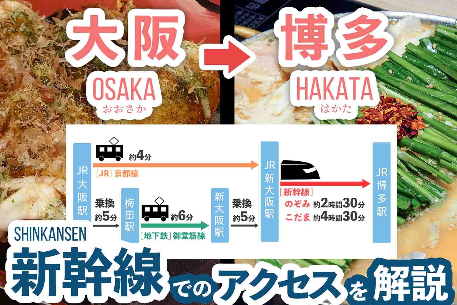 「大阪駅」から「博多駅」まで新幹線でのアクセス